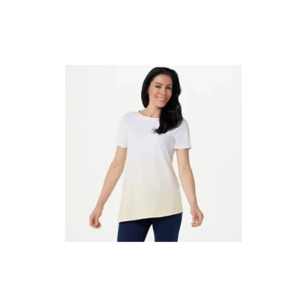 Elizabeth & Clarke Dip-Dye Knit Top with StainTech Sz Medium